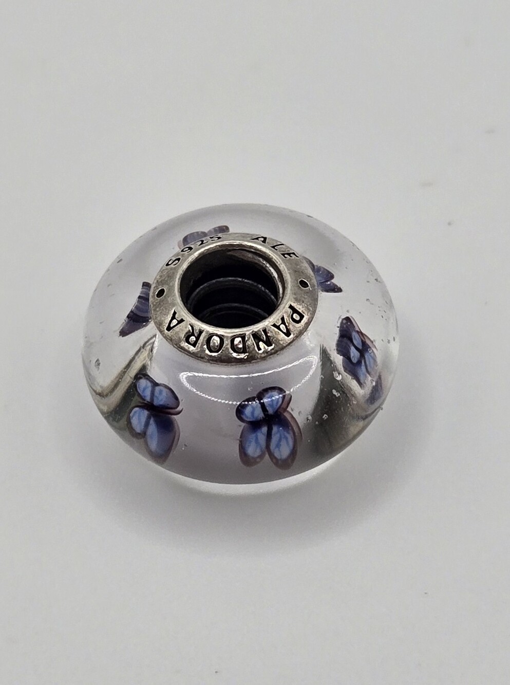 Retired Pandora Pink Butterfly Murano Glass Charm - Charm Only